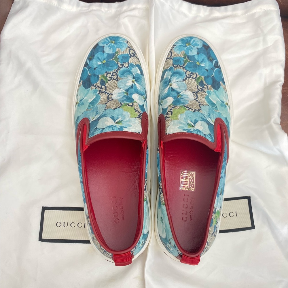 NWOT Gucci GG Supreme Monogram Blooms Womens Slip On Sneakers 38 1/2 - Picture 9 of 9